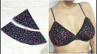 Easy Bra Cutting and Stitching From waste Fabric  Size 36  38  बहुत आसान ब्रा काटना [upl. by Macmahon757]