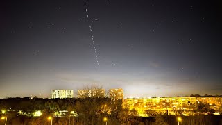 Satelity Starlink czyli kosmiczny pociąg Nagrane nad Poznaniem [upl. by Ikin766]