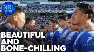 The moving national anthems electrifying war cry and Haka Kiwis v Samoa  NRL on Nine [upl. by Nirual223]