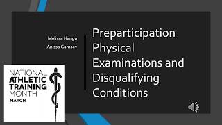 NATA Position Statement Preparticipation Physical Examinations amp Disqualifying Conditions [upl. by Auqinahc121]