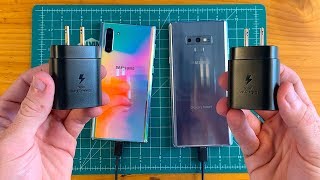 Note 10 vs Note 9  Samsung 25W Charging Test Is It Any Faster [upl. by Aihsemot257]