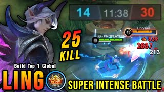 25 Kills Ling Best Build and Emblem Super Intense Battle  Build Top 1 Global Ling  MLBB [upl. by Adnuahsor44]