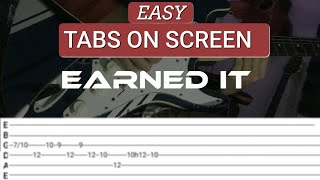 FREE TABS  The Weekend  Earned it  Electric Guitar Cover Tabs on screen [upl. by Gweneth845]