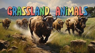 Grassland Animals for Kids  Childrens Vocabulary  English Flashcards [upl. by Kalle]