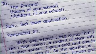 Sick Leave Application To The Principal For Class 4 [upl. by Arua]