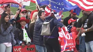 Supporters protesters greet former Pres Trump outside San Francisco fundraiser [upl. by Hecker]