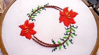 Round Floral Embroidery Design  Hand Embroidery Flower Design  Circle Embroidery Design [upl. by Neeruam47]