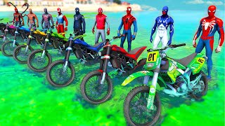 SPIDERMAN TEAM Motorbikes RACING Competition Challenge in City ROADS Spiderman Motos RACE  GTA 5 [upl. by Anaeli]