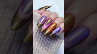 Gold mirror powdercat eye gel polish Click the link in the bio to shop yokefellow nails nailart [upl. by Liahcim]