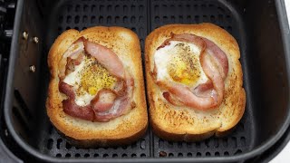 Air Fryer Bacon and Egg Toast Recipe [upl. by Buck634]