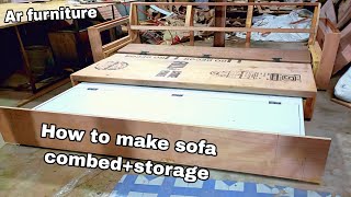 how to make wood structure sofa cumbed 3fold with storage 6X6 [upl. by Jacobah]