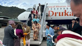 King Gyanendra Shah received by Princess Pem Lhaden Pem Pem Wangchuck of Bhutan Paro Airport Bhutan [upl. by Dorine]