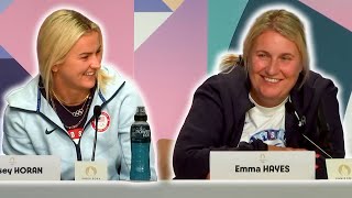 Emma Hayes and Lindsey Horan prematch press conference ⚽ Brazil v USA 🗼 Paris 2024 Olympics [upl. by Eirhtug]