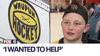 Waupun hockey rink fundraiser boy helps toward 800K goal  FOX6 News Milwaukee [upl. by Mitchel]