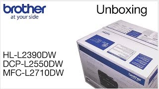 Unboxing the MFCL2710DW DCPL2550DW or HLL2390DW  Brother laser printer [upl. by Lumbye954]