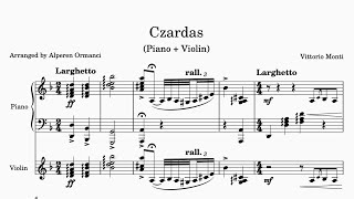 Czardas  Vittorio Monti  Piano  Violin Notes [upl. by Attenrad]