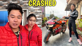 CBR 600 CRASH BHAYO😭  POKHARA DAY 2  DRONE SHOT OF HEMJA ROAD  alishakhadgi9769 [upl. by Adnolohs]