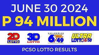 Lotto Result Today 9pm June 30 2024  PCSO Complete [upl. by Aurilia]