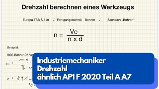 Drehzahl berechnen AP1 F2020 TeilA Aufgabe7 [upl. by Solley]