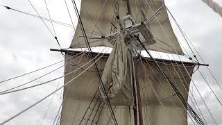 Hoisting a sail on the tall ship Lady Nelson Australian Wooden Boat Festival Hobart Tasmania [upl. by Thaine]