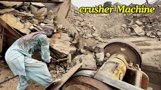 How to work stone crusher Machine  The power of Stone crusher Machine stones crushing [upl. by Anelav]