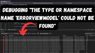 Fix quotThe type or namespace name ErrorViewModel could not be foundquot in Visual Studio [upl. by Libbie860]