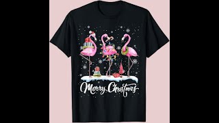 Merry Christmas Hat Santa Flamingo Light Christmas Snow TShirtsweatshirts for women [upl. by Crist76]