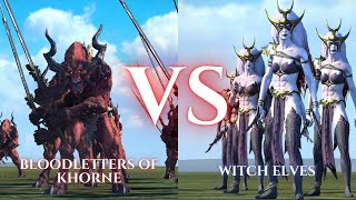 WARHAMMER III Total War  Bloodletters of Khorne VS Witch Elves [upl. by Koral766]