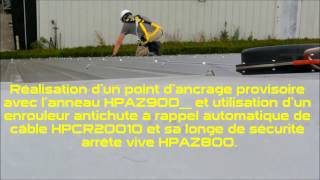 HarnaisPro Travaux en hauteur Ancrage sur couverture  évolution avec un enrouleur antichute [upl. by Naivart]