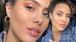 EASY ORANGE EYESHADOW LOOK amp FLAWLESS BASE  Jessica Pimentel [upl. by Ahsinnod]