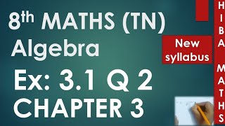 8th maths chapter 3 exercise 31 question 2 TN samacheer hiba maths [upl. by Copland888]