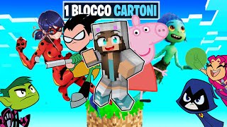 MINECRAFT MA GIOCHIAMO BLOCCATI IN SOLO 1 BLOCCO CON I CARTONI ANIMATI [upl. by Colwen]