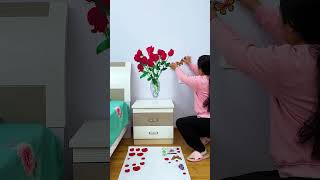 Rose vase selfadhesive stickers can be used to decorate the monotonous bedside table👍 [upl. by Reddy]