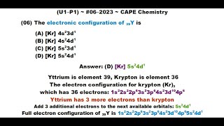 Electron Configuration for Yttrium  202306U1P1 CAPE Chemistry [upl. by Brie]