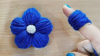 Amazing Woolen Flower Craft Idea using Finger  Easy Woolen Flower Making [upl. by Salene]