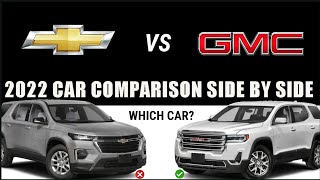 Chevy Traverse vs GMC Acadia  2022 car comparison side by side [upl. by Prowel893]