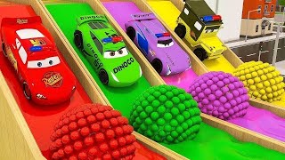 TRANSPORTING PIXAR CARS amp FRUITS WITH COLORED amp JOHN DEERE vs CLAAS vs TRACTORS  BeamNGdrive 1 [upl. by Enetsirk]