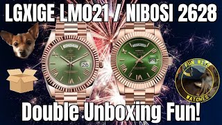 LGXIGE LM021  NIBOSI 2628 Day Date Watch Double Unboxing Fun [upl. by Av]