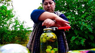 Canning Delicious Feijoa Compote and Cooking Crispy fish recipe  Azerbaijan Village Cooking [upl. by Isaacson360]