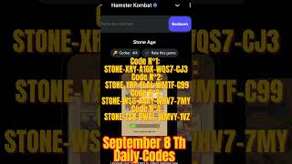 8 September 🔑🐹 Stone Age Trick Hamster Kombat Daily Codes [upl. by Sonnie319]