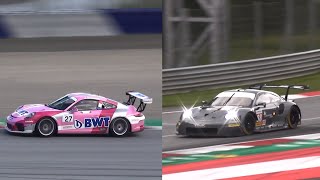 Porsche 911 RSR vs Porsche 911 GT3 Cup Sound [upl. by Ardyaf]