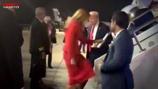 Now Melania Trump Stays Close to Donald even to get on the plane [upl. by Annoynek]