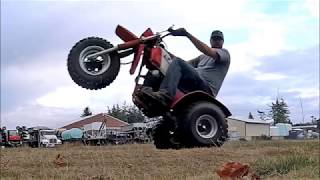 1985 200x Honda Three Wheeler ATC Wheelie Practice [upl. by Alehc]