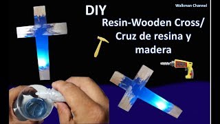 DIY ResinWooden Cross Cruz de Resina y madera Resin Craft [upl. by Ahsinhoj]