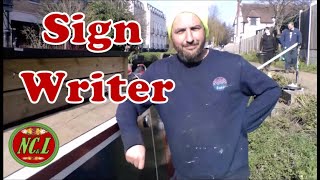 17 I Spend A Day With Narrowboat Sign Writer Adam Makowiecki Working On The River Towpath [upl. by Smart899]