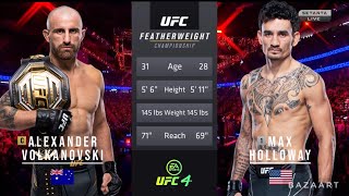 ALEXANDER VOLKANOVSKI VS MAX HOLLOWAY 3 FULL FIGHT UFC 276 [upl. by Akenor]