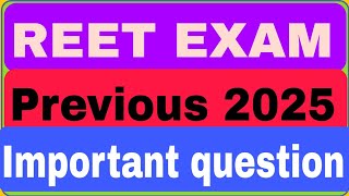 REET Exam previous 2025 most important question [upl. by Suraved944]