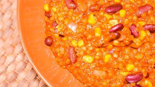 Easy Chili Sin Carne Recipe with Red Lentils 😋 Vegan  Vegan Chili Sin Carne  Our Vegan Kitchen 💚 [upl. by Thain]