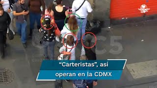 Captan a mujeres “carteristas” durante robo en el Centro de la CDMX [upl. by Delfine244]