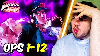 WOW JOJOS BIZARRE ADVENTURE Openings 112 First Time Reaction [upl. by Yantruoc]